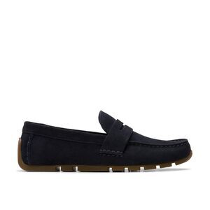 Clarks Mens Corsley Bar Suede Penny Loafers / Navy